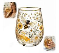 Vaso de vidrio de flora de abeja de colibrí, taza de vidrio de colibrí de 14 onzas, vasos coloridos de pájaros de flores, elegante cristalería con borde dorado, tazas decorativas de fiesta de arte