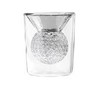 Vaso de vidrio de golf: vidrio de chatarra doble amurallado, resistente al calor, taza única en forma de golf para whisky, vino, vodka, tequila, bebida, uso en la cocina, mini gafas para mujer