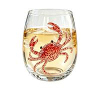 Vaso De Vidrio Pulpo Anillos Azules Cristalería Artística Costera 2D 420ml