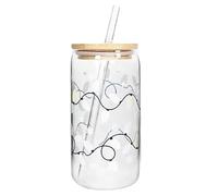 Vaso de vidrio que cambia de color con tapa y pajita, vasos de fiesta de Navidad para mujeres y familiares