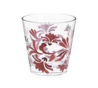 Vaso de vidrio transparente con motivos multicolor