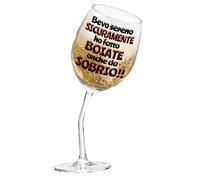 Vaso de vino divertido - "Bevo sereno, seguro que he hecho boiate incluso de sobrio!" - Copa inclinada con tallo doblado - Idea regalo original e irónica
