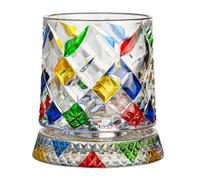 Vaso de whisky giratorio de 270 ml con base giratoria de 360 grados, diseño pintado a mano, copas de vino de cristal para licor bourbon escocés y cócteles