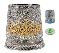 Vaso de whisky giratorio de 360 grados, vidrio giratorio de cristal antiguo con luces LED y base, cristalería de corte de cristal con función de alivio del estrés para bar, hogar y regalo (estilo D)