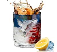 Vaso de whisky patriótico, taza de licor de águila, vaso de base ancha con detalle de diseño grabado America 250, barra de cristal premium, vaso de estilo vintage con acabado atrevido, vaso de alcohol