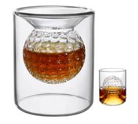 Vaso de whisky, vasos de ron de doble propósito de 60 ml/150 ml, regalos de golf para golfistas masculinos, vasos de whisky con forma de bola de golf integrados, vasos de cristal perfectos para el