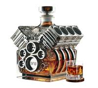 Vaso decantador de whisky, botella de whisky con motor V8 con dispensador de vino, decoración de bar para el hogar, cocina, diseño de motor con vidrio elegante, regalo para entusiastas de los