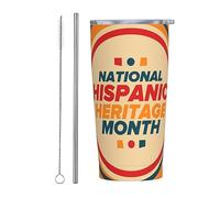 Vaso del Mes Nacional de la Herencia Hispana con tapa y pajita, vaso de acero inoxidable con aislamiento al vacío, tazas de café reutilizables, taza de viaje, 20oz