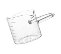 Vaso dosificador de café de vidrio transparente con doble boquilla, mango ergonómico, jarra medidora de espresso, vaso de chupito