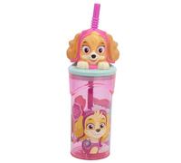 Vaso infantil reutilizable con pajita y tapa con figurita 3D y capacidad de 360 ml de La Patrulla Canina Girl