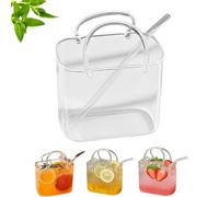 Vaso for beber con forma de bolso, vaso de vidrio transparente for bolso, lindo vaso con forma de bolso con asa y pajita, té de frutas, cóctel, jugo, regalo for fiesta en casa