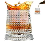 Vaso giratorio de 360 grados, vaso giratorio de cristal antiguo con base de alivio, copa de vino para aliviar el estrés, regalo único para hombres, bar en casa (H)