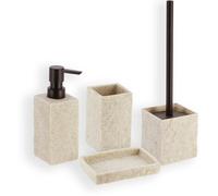 Vaso Jabonera Dispensador de Jabon y Escobillero Efecto Piedra Para Baño Aseo WC Tendance