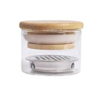 Vaso limpiador de brochas de uñas, con tapa de madera y compartimento de malla de acero inoxidable para filtros en capas, lavadora de cepillo de arte de uñas, adecuado para herramientas de arte de