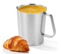 Vaso medidor de acero inoxidable 1500 ml, vaso medidor con escala de báscula, jarra de leche de acero inoxidable para hornear, cocina, antigoteo, resistente
