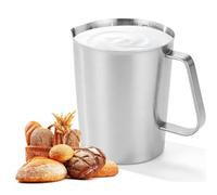 Vaso medidor de acero inoxidable 304, 1,5 L, con escala fina, sin BPA, 15,3 cm, vaso medidor de metal con asa, jarra de leche para casa, cocina, restaurante, bar, tienda de té, café, punto de