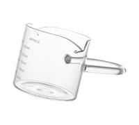 Vaso medidor de café de doble boquilla transparente para espresso, mango ergonómico, herramienta de espuma de leche, vidrio dosificador de café transparente