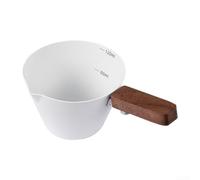 Vaso medidor de café expreso de 120 ml para escala de acero inoxidable 304, madera de nogal para agarre, taza de medición de café para extracción precisa en casa (blanco)
