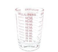 Vaso medidor de cristal de 90 ml con marcas rojas, perfecto para medidas de chupito, medidas de alcohol, chupitos de espresso, jiggers Pyrex y vasos Cortado.