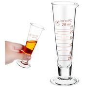 Vaso Medidor de Vidrio 25ml Graduación, Base Hexagonal | Borosilicato de 3mm, Vertedor en V y Boca Ancha, para Reactivos y Aceites Esenciales