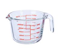 Relaxdays Vaso Medidor Cristal, 1 Litro, Resistente al Calor, Apto para Microondas, Escala en ml, oz, Cups, Transparente