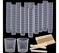 Vaso Medidor Plastico 30ml Tazas Medidoras con 80 Varillas de Madera para la Mezcla De Pintura De Resina Epoxi laboratorio
