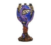 Vaso medieval - Resina de acero inoxidable 9x9,3x18,5cm | Cáliz de vino de dragón, fantástica taza de bebida, magia en relieve de dragón | Para la decoración diaria de y evé