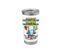 Vaso Medio Vacío Medio Completo Divertido Beber Broma Vaso térmico de acero inoxidable de doble pared