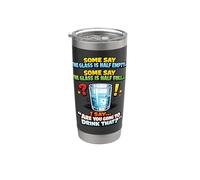 Vaso Medio Vacío Medio Completo Divertido Beber Broma Vaso térmico de acero inoxidable de doble pared
