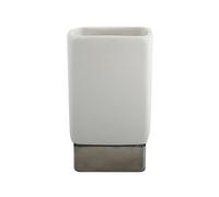 MSV 140743 - mahe cerámica copa de acero inoxidable/blanco mate arenisca 6,5 x 6,5 x 11,5 cm