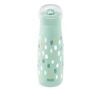 Vaso NUK Mini-Me Sip para niños pequeños con pajita | 12+ meses | 450 ml | Botella de agua para niños | Boquilla endurecida a prueba de fugas | A prueba de roturas | Lunares menta