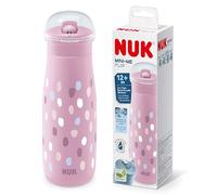 Vaso NUK Mini-Me Sip para niños pequeños con pajita | 12+ meses | 450 ml | Botella de agua para niños | Boquilla endurecida a prueba de fugas | A prueba de roturas | Toques de pintura rosa