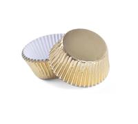 Vaso papel 200 Uds. Vasos de papel aluminio engrosados, revestimientos for magdalenas, Mini moldes for pasteles y for hornear para cupcakes(Gold)
