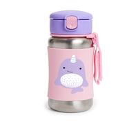Vaso para beb Skip Hop con pajita Zoo, botella de acero inoxidable con pajita Narwhal