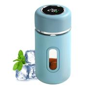 Vaso para beber | Botella de agua de vidrio de 280 ml: el derrame de té impermeable evita que las tazas de agua de vidrio se caigan portátiles que tienen función de visualización en tiempo real y las