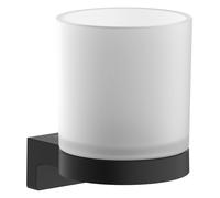 hansgrohe AddStoris S - portacepillos de Dientes, Vaso para cepillos de Dientes, para Montaje en Pared, fijación Oculta, Accesorios de baño, Negro Mate, 41769670