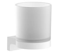 hansgrohe AddStoris S - portacepillos de Dientes, Vaso para cepillos de Dientes, para Montaje en Pared, fijación Oculta, Accesorios de baño, Blanco Mate, 41769700