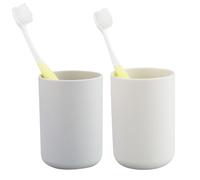 Vaso para cepillos de dientes, 2 unidades, soporte para cepillo de dientes, soporte para cepillos, organizador de accesorios y soporte para cepillo de dientes (beige y gris)
