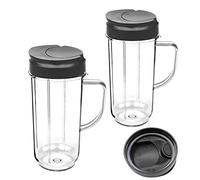 Vaso para licuadora, pieza de repuesto, tapas abatibles para llevar, vasos altos de 22 oz con asa para Magic Bullet 250w, tazas y tazas para llevar, exprimidor accesorios(2 psc)