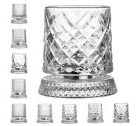 Vaso para vino - Base giratoria de 360 grados de transparente - Copas para Whisky, 360 degree rotating whiskey glass, para papá, hombre, padre marido, de beber, Navidad, cumpleaños, vacaciones