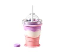 Vaso plegable con bola de hielo con pajita | Silicona alimentaria 301-400 ml Reutilizable Antigoteo | Botella Viaje Plegable | Botella Verano Camping Outdoor