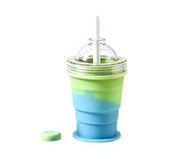 Vaso plegable con bola de hielo con pajita | Silicona alimentaria 301-400 ml Reutilizable Antigoteo | Botella Viaje Plegable | Botella Verano Camping Outdoor