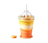 Vaso plegable con bola de hielo con pajita | Silicona alimentaria 301-400 ml Reutilizable Antigoteo | Botella Viaje Plegable | Botella Verano Camping Outdoor