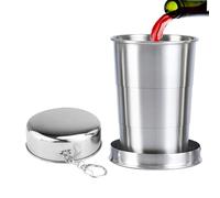 Vaso plegable de acero inoxidable, vasos plegables para viajes, telescópico, para viajes al aire libre, taza ligera portátil con tapa, vasos ligeros de acero inoxidable para viajes, mochileros