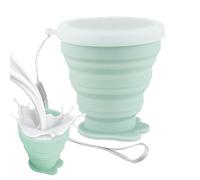 - Vaso plegable para acampar y portátil, 200 ml, taza de silicona para exteriores con tapa - Vaso de agua plegable y portátil - para viajes, camping, senderismo, mochila de playa