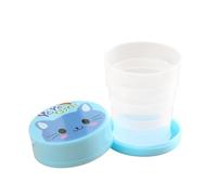 Vaso plegable, taza plegable para viaje, taza portátil con tapa de dibujos animados para acampar, taza de agua de camping encantadora reutilizable fácil de para vacaciones y deportes al aire