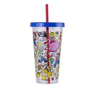 Vaso Super Mario - Producto oficial Nintendo, vaso plástico con pajita reutilizable para bebidas frías, personajes Mario Bros, regalo para gamers, 700ml