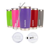 Vaso t rmico BJPKPK con tapa y pajita, taza t rmica de acero inoxidable de 20 oz, color morado
