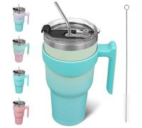 Vaso t rmico de acero inoxidable BJPKPK de 40 oz con asa, pajita y tapa, color menta