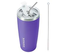 Vaso t rmico morado BJPKPK con tapa y pajita, 20 oz, acero inoxidable